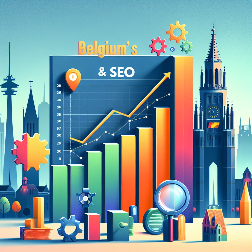 Couverture d'un article sur le SEO pour les PME en Belgique, montrant un graphique de croissance de la visibilité en ligne.