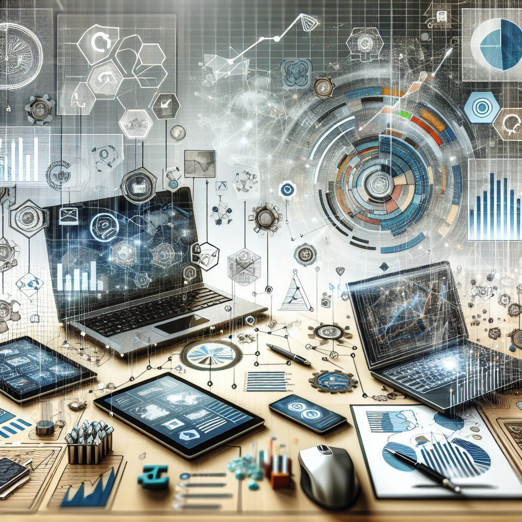 Image illustrant la transformation numérique des PME grâce au marketing digital, avec des graphiques et des appareils connectés.