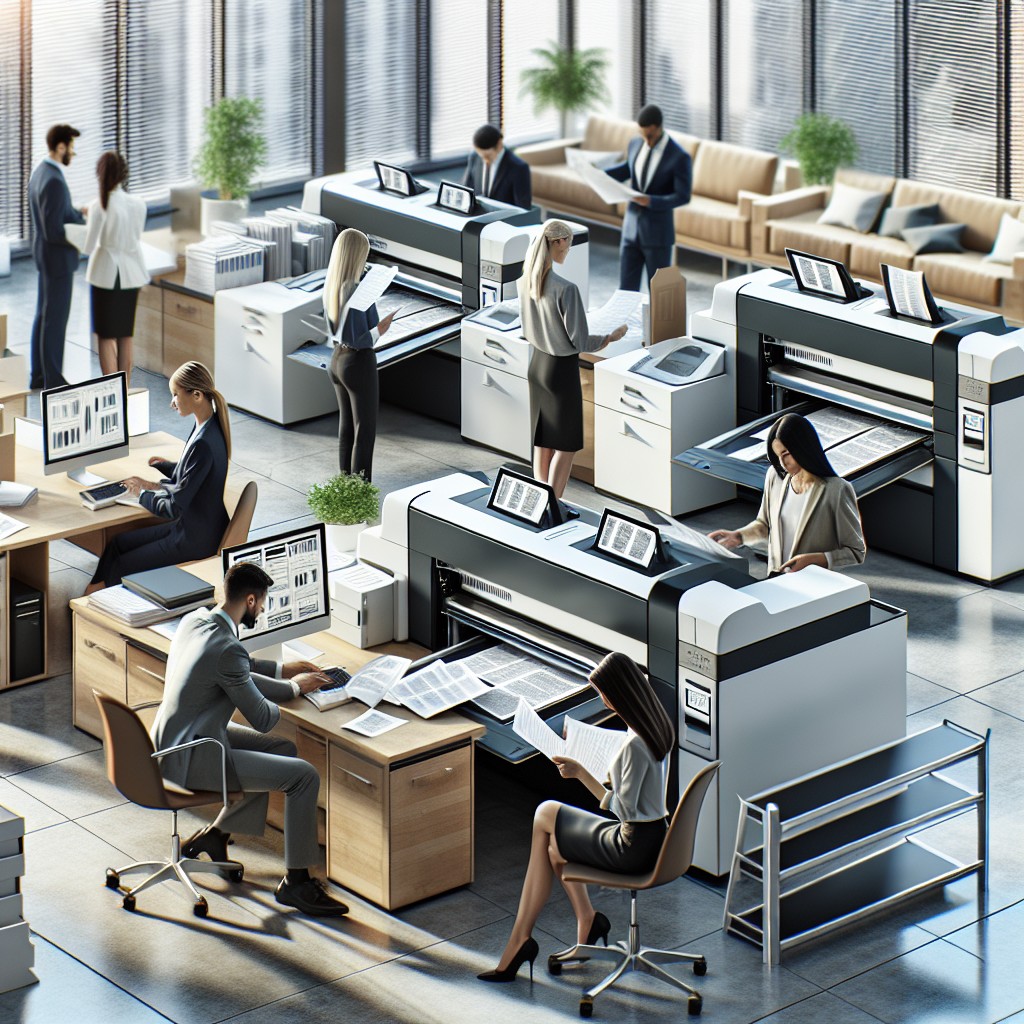 Scanners modernes utilisés en entreprise pour améliorer la gestion documentaire.