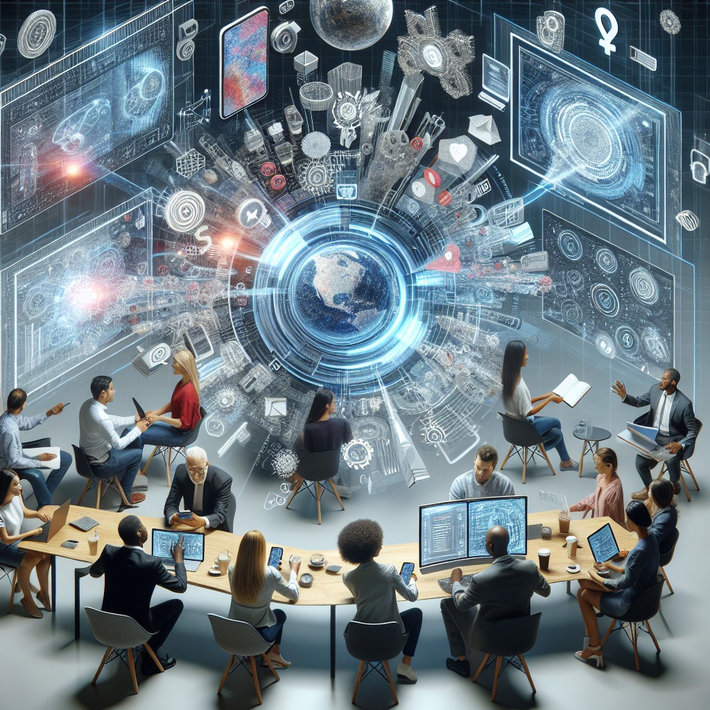 Image illustrant l'interaction numérique entre une PME et ses clients en 2024.