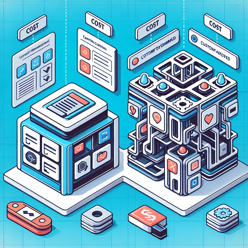 Comparaison entre un site web utilisant un CMS et un site web développé sur mesure avec des icônes de flexibilité et de coût.