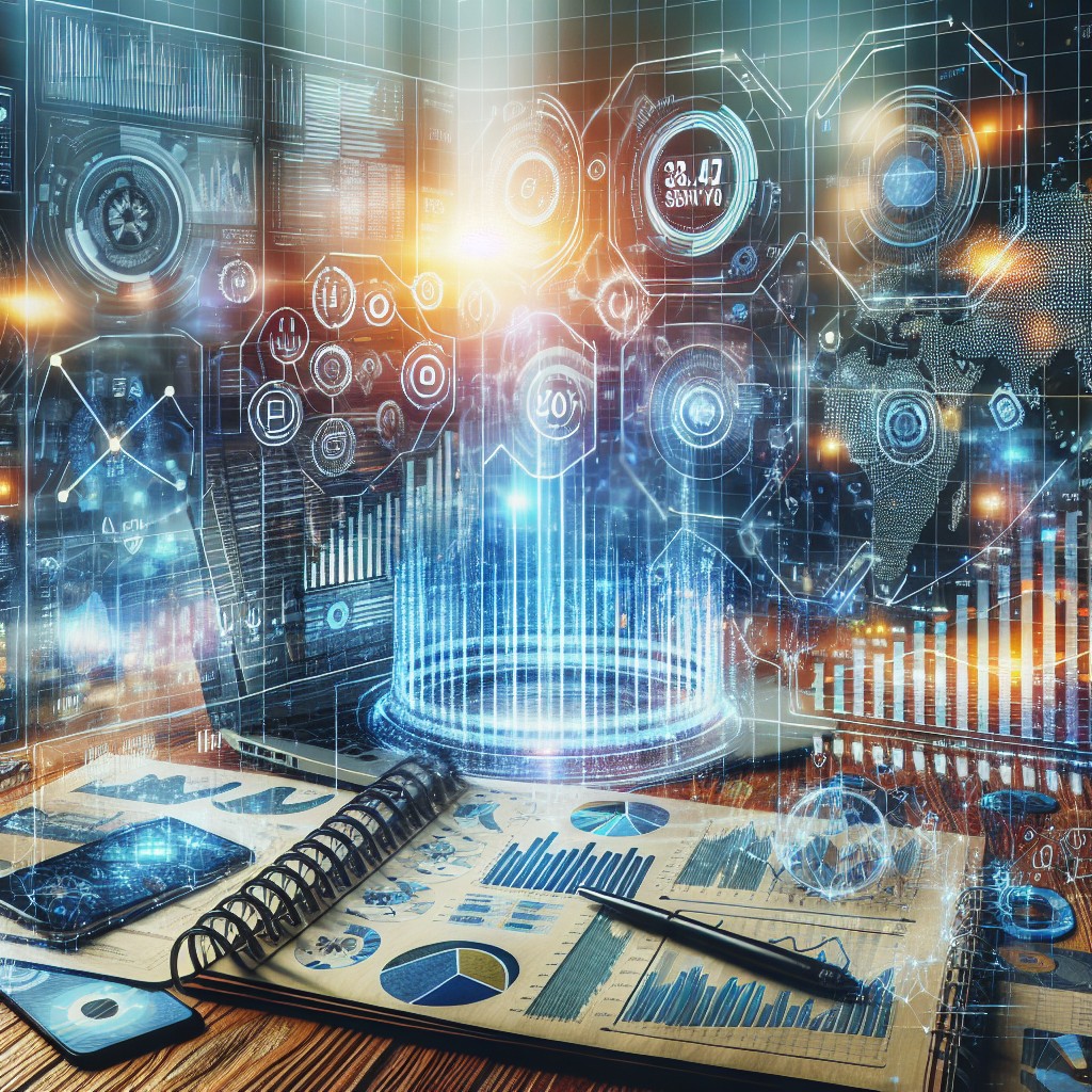 Image représentant l'automatisation du marketing avec des graphiques de données et un réseau numérique.