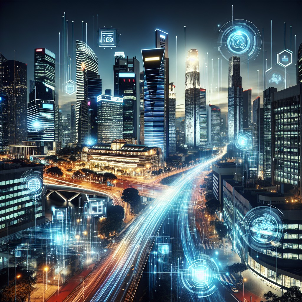 Une ville moderne illuminée symbolisant l'ère numérique et l'importance du digital pour les entreprises.