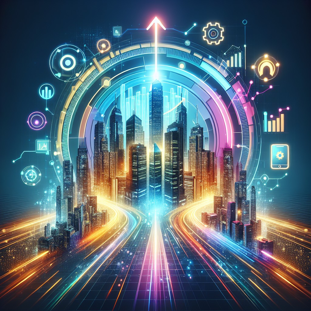Image de couverture montrant l'ascension d'Innovaplus dans le monde digital, symbolisant l'innovation et le progrès technologique.