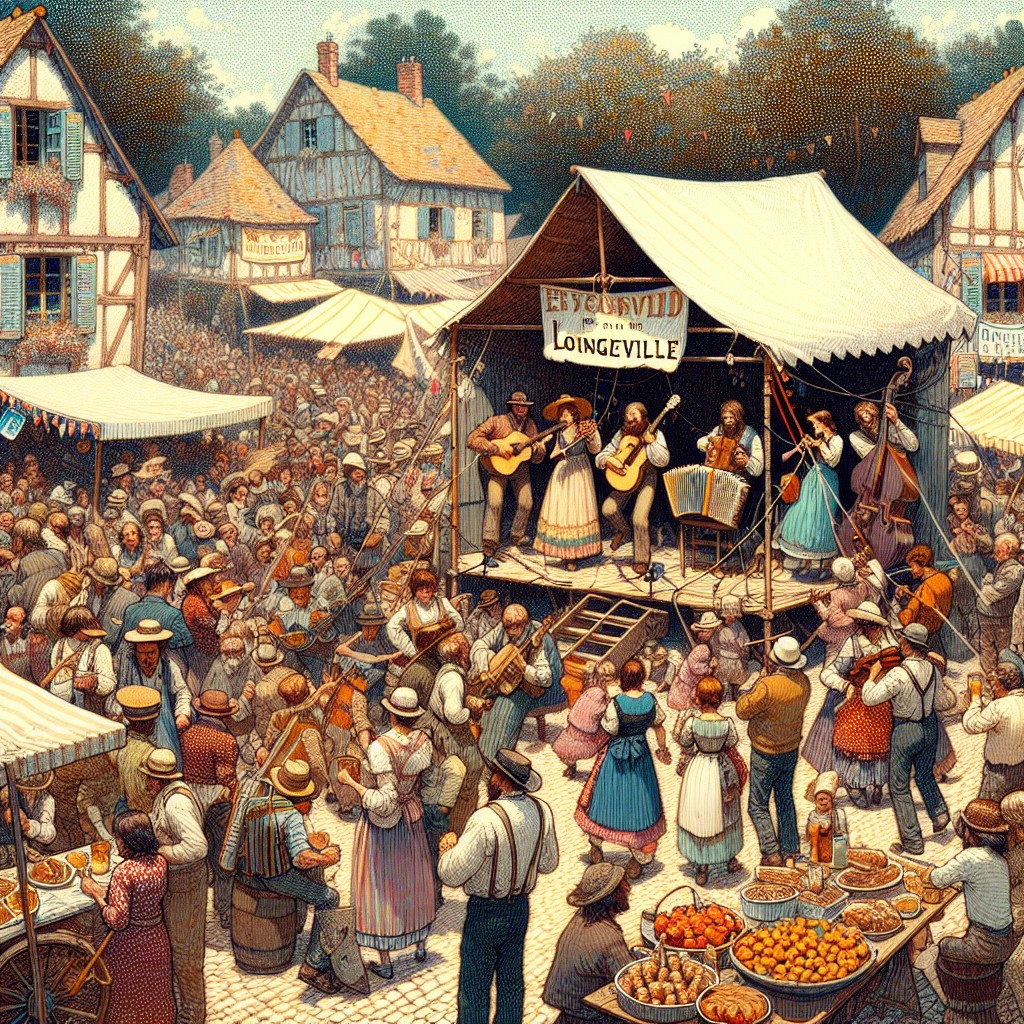 Vue animée des Fêtes de Longueville avec spectacles, concerts et stands gastronomiques