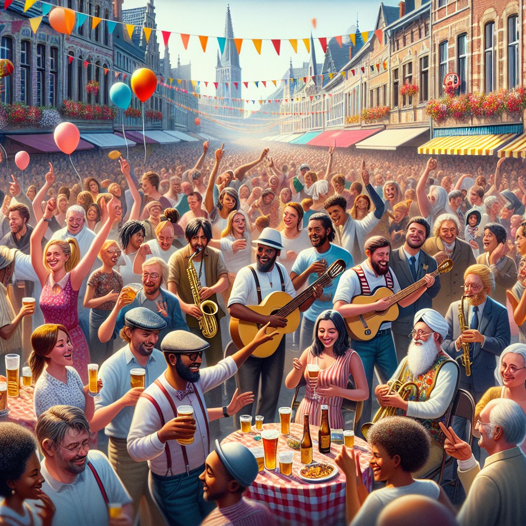 Couverture des Fêtes de Wallonie à Charleroi avec foule, musique et festivités