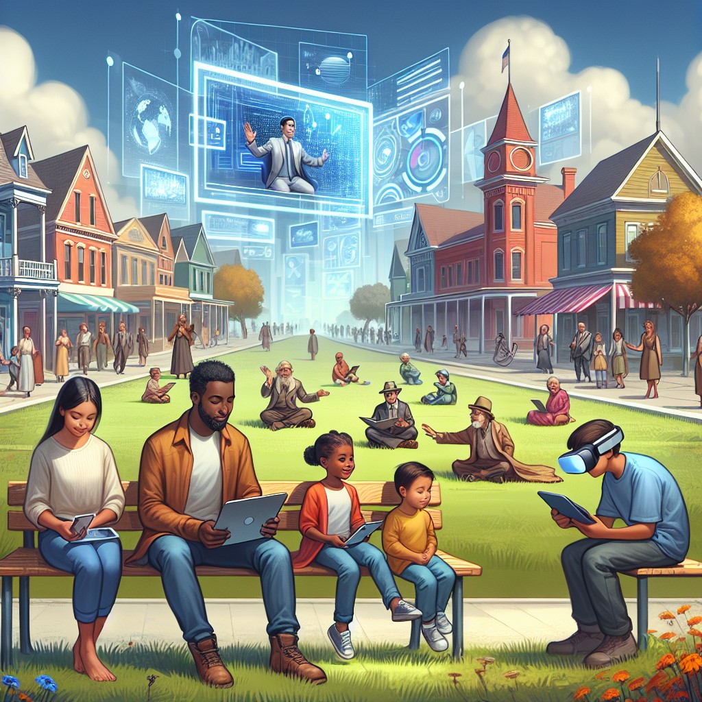 Couverture illustrant l'interaction harmonieuse entre technologies numériques et communauté locale.