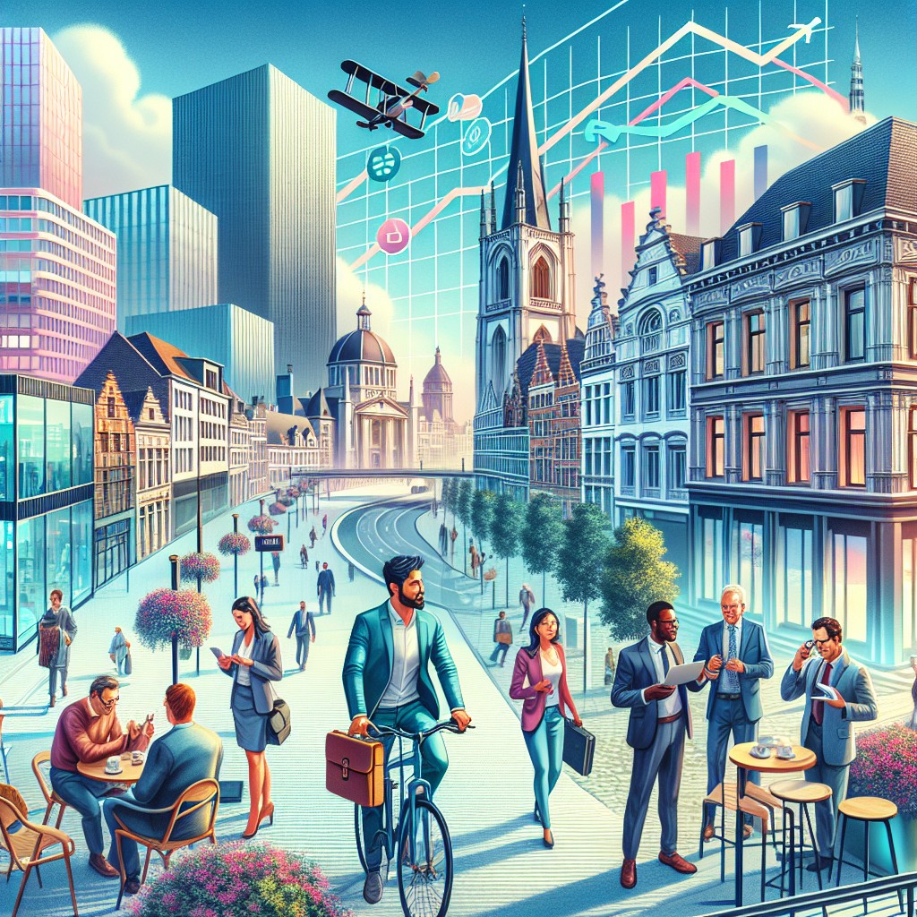 Un paysage urbain vibrant symbolisant la montée des start-ups en Wallonie.