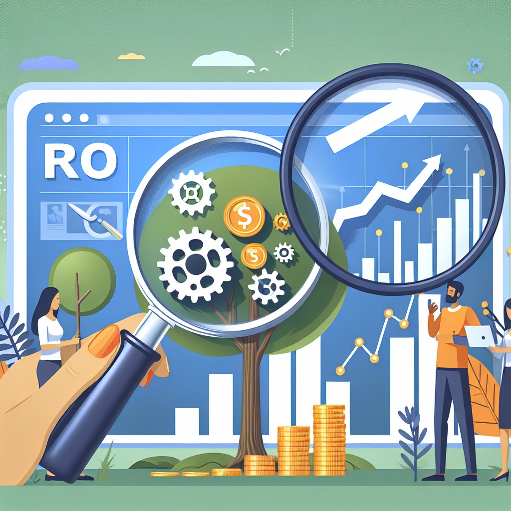 Illustration de concepts SEO et ROI symbolisant l'optimisation et la performance.