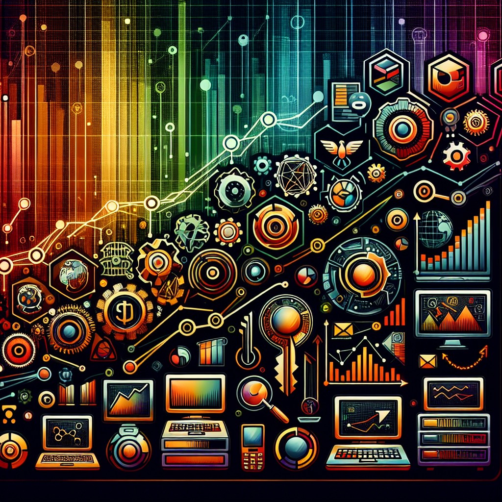 Une image représentant l'évolution du SEO avec des éléments de technologie et d'analyse de données.