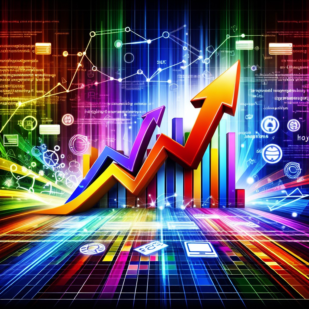 Graphique SEO coloré symbolisant l'amélioration de la visibilité sur le web