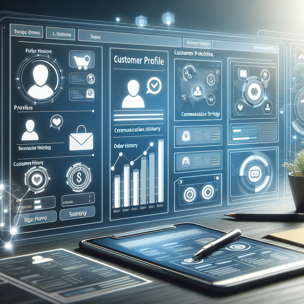 Image illustrant l'intégration du CRM dans le e-commerce, montrant une interface utilisateur moderne et des données client organisées.