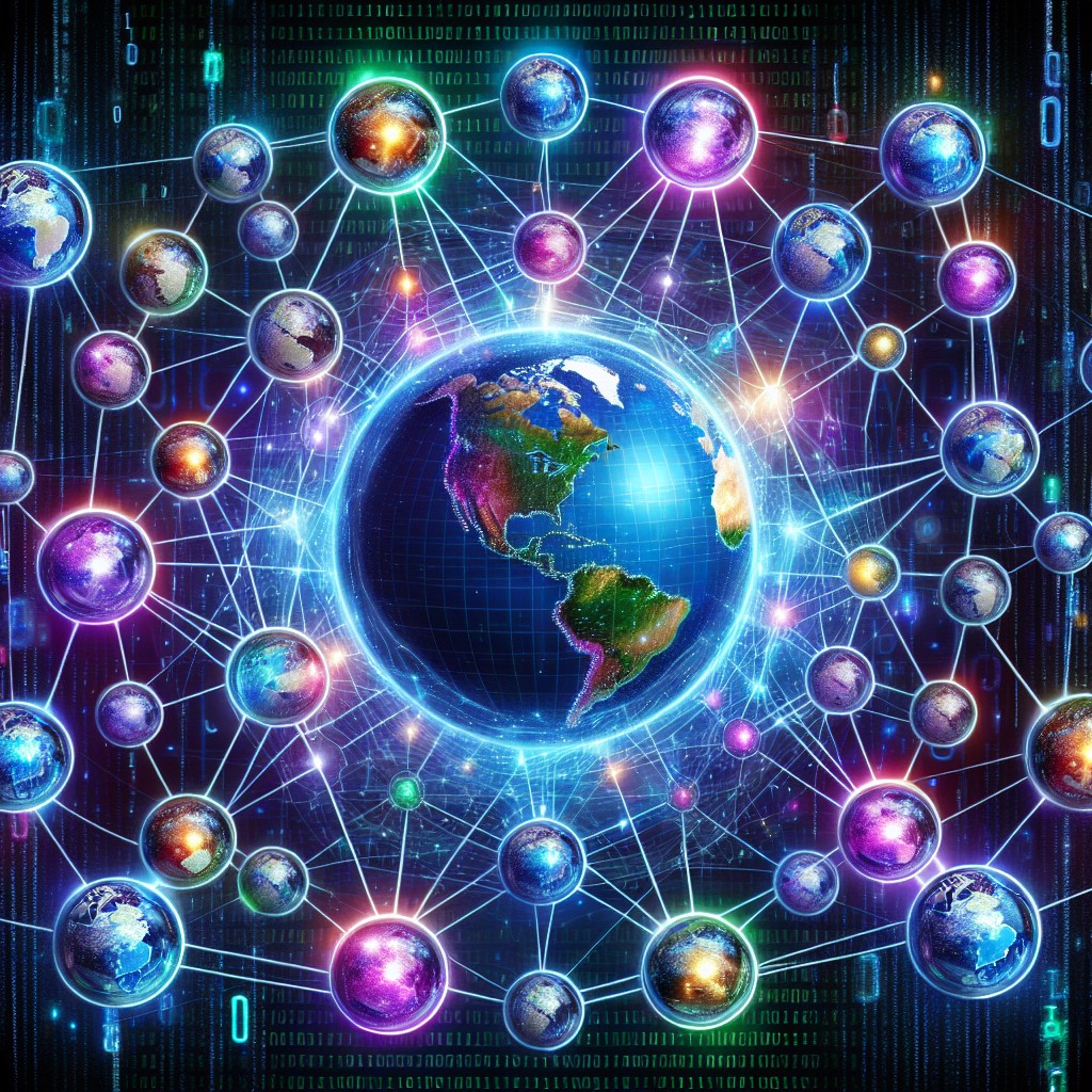 Un cyberespace connecté illustrant l'importance des liens entre les sites web pour le netlinking.