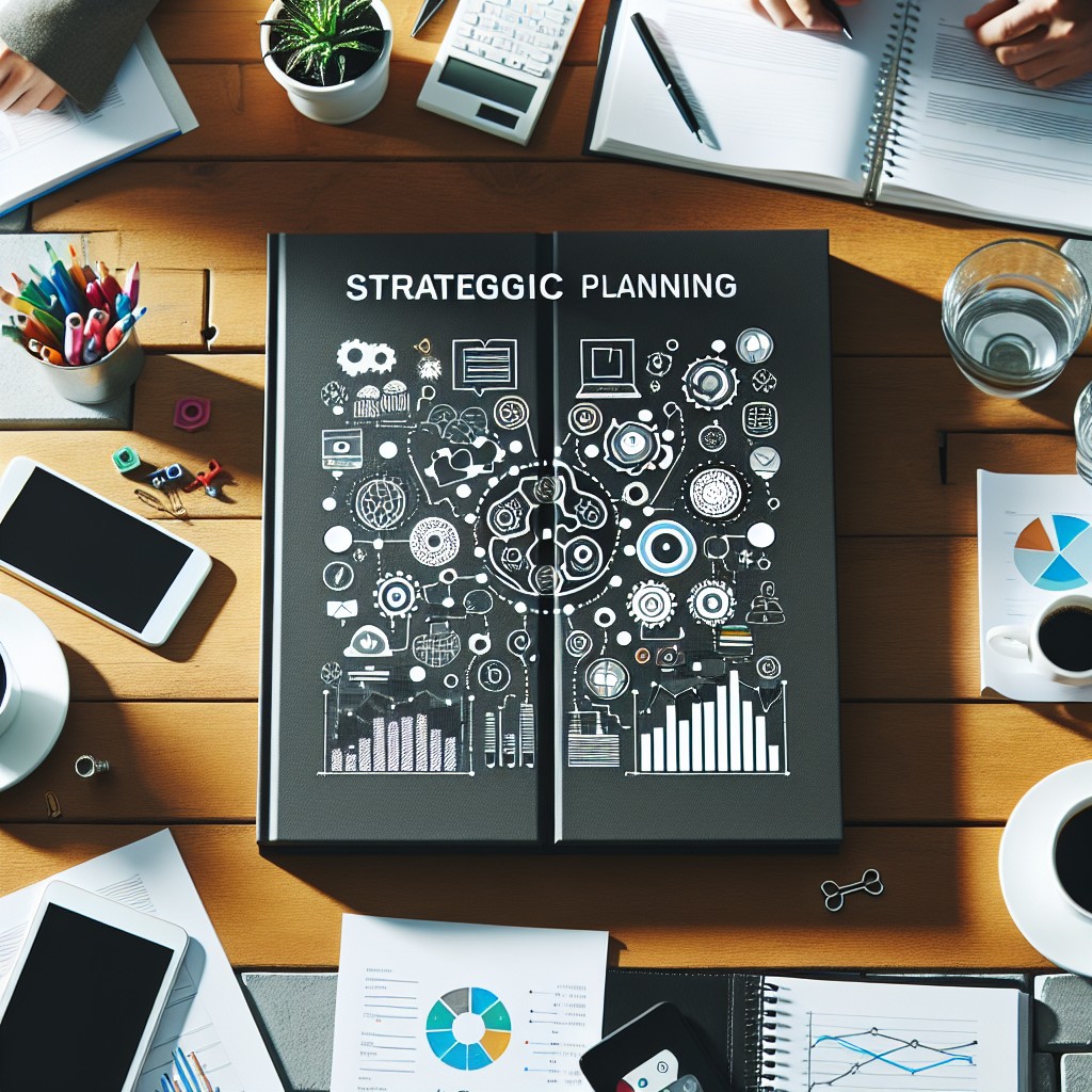 Couverture montrant un diagramme de planification stratégique avec des tendances et technologies modernes.