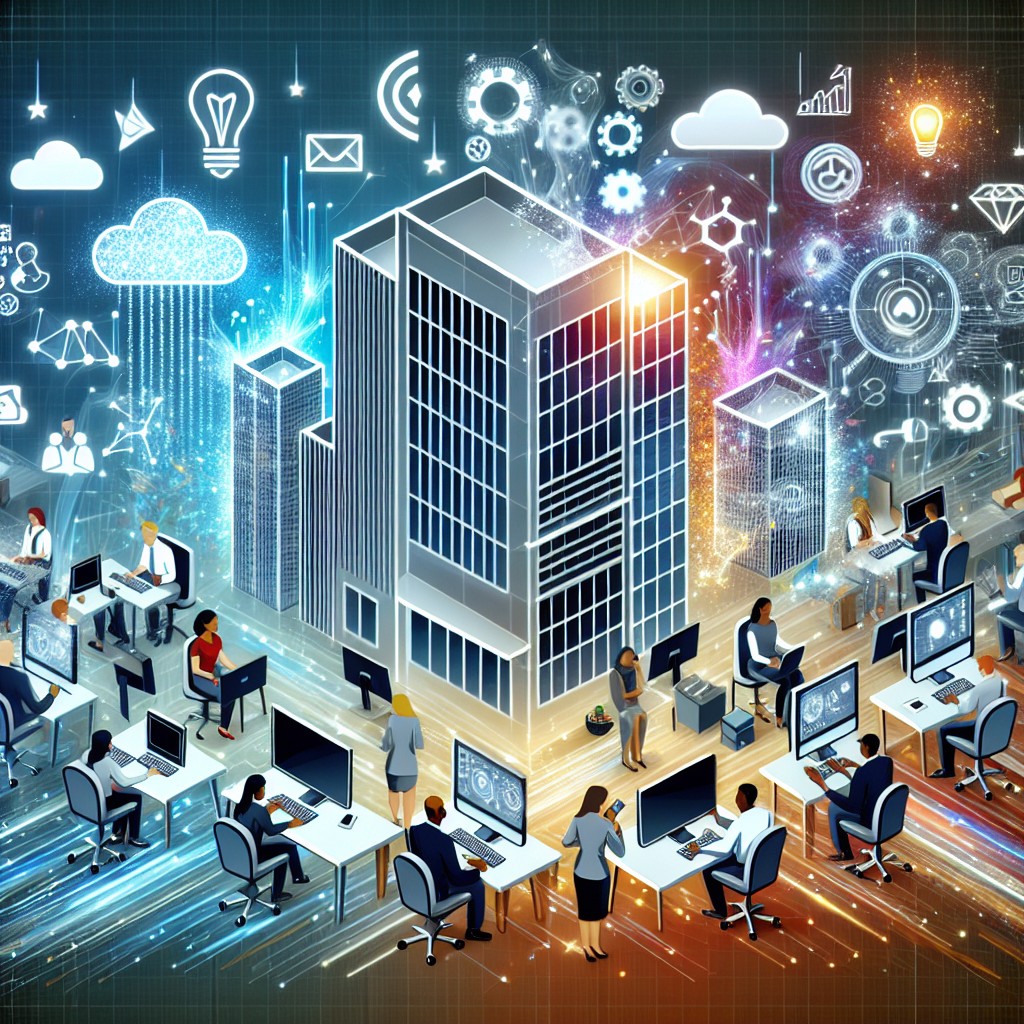 Illustration dynamique montrant l'interaction entre les PME et les technologies numériques avancées