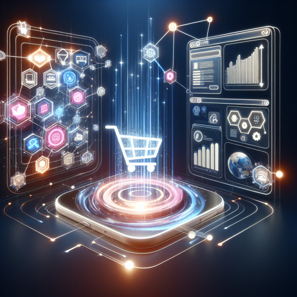 Une illustration représentant la connexion entre e-commerce et CRM, symbolisant la révolution digitale.