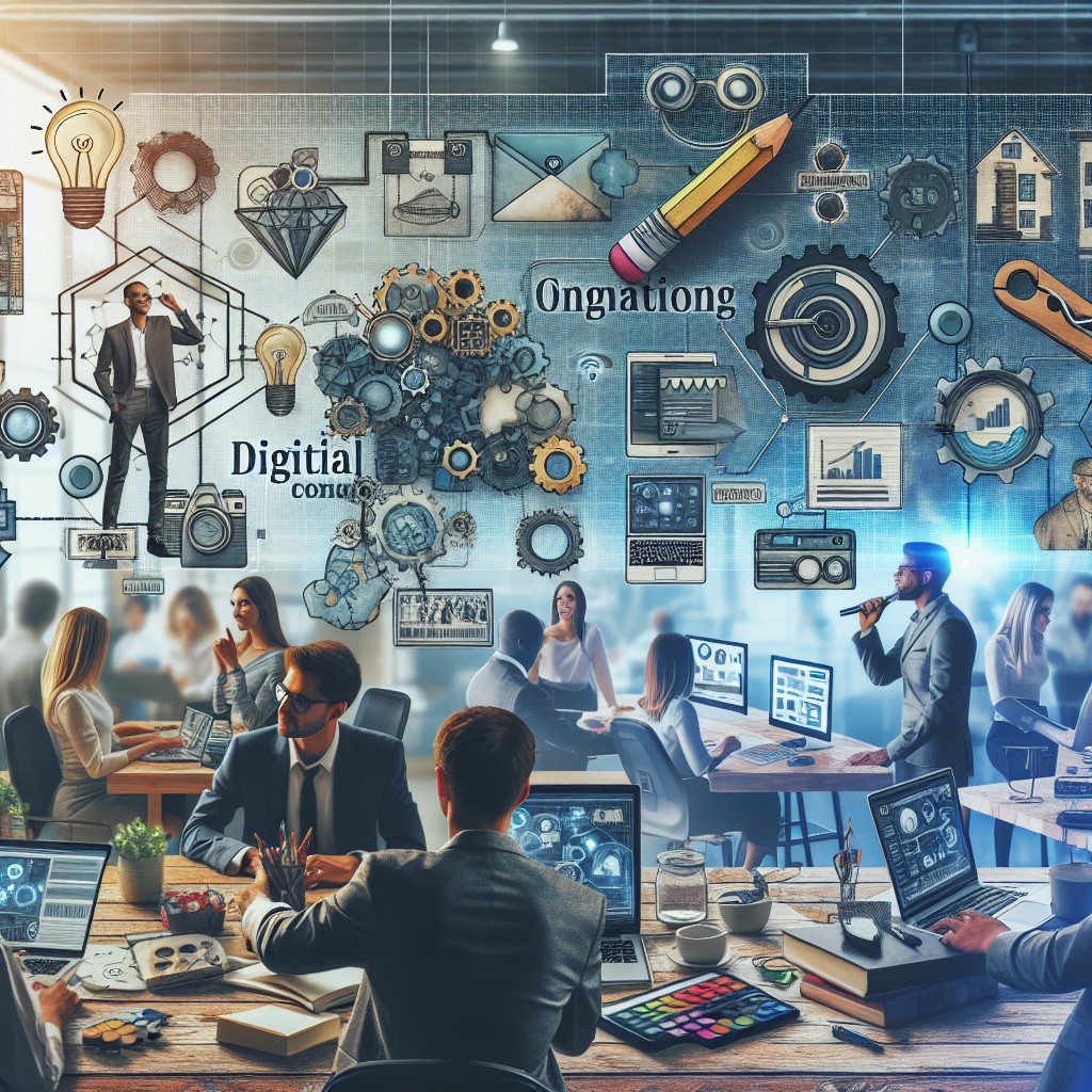 Photo de diverses PME engagées dans des activités de marketing digital en ligne.