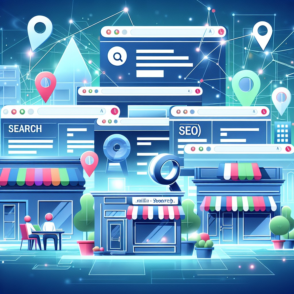 Illustration représentant des PME maximisant leur visibilité en ligne grâce au SEO.