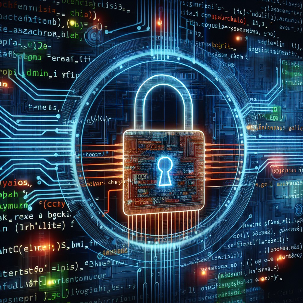 Image montrant un cadenas numérique sur fond de code informatique symbolisant la cybersécurité.