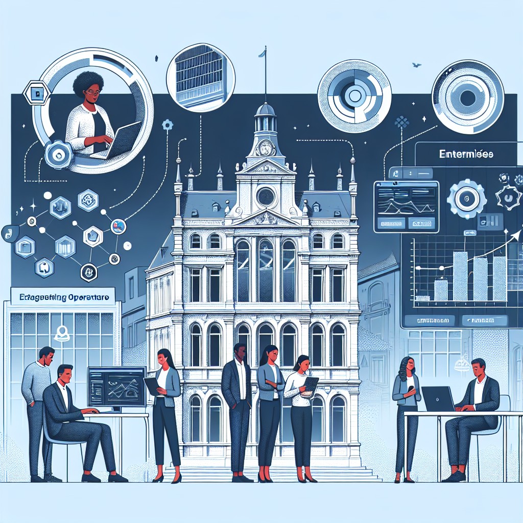 Illustration d'entreprises intégrant des technologies digitales pour optimiser leurs opérations en Belgique.