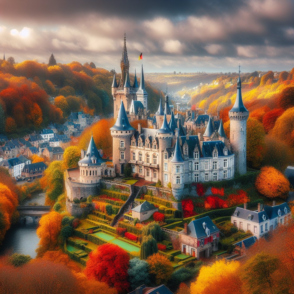 Vue panoramique sur les couleurs automnales et les châteaux pittoresques de Wallonie