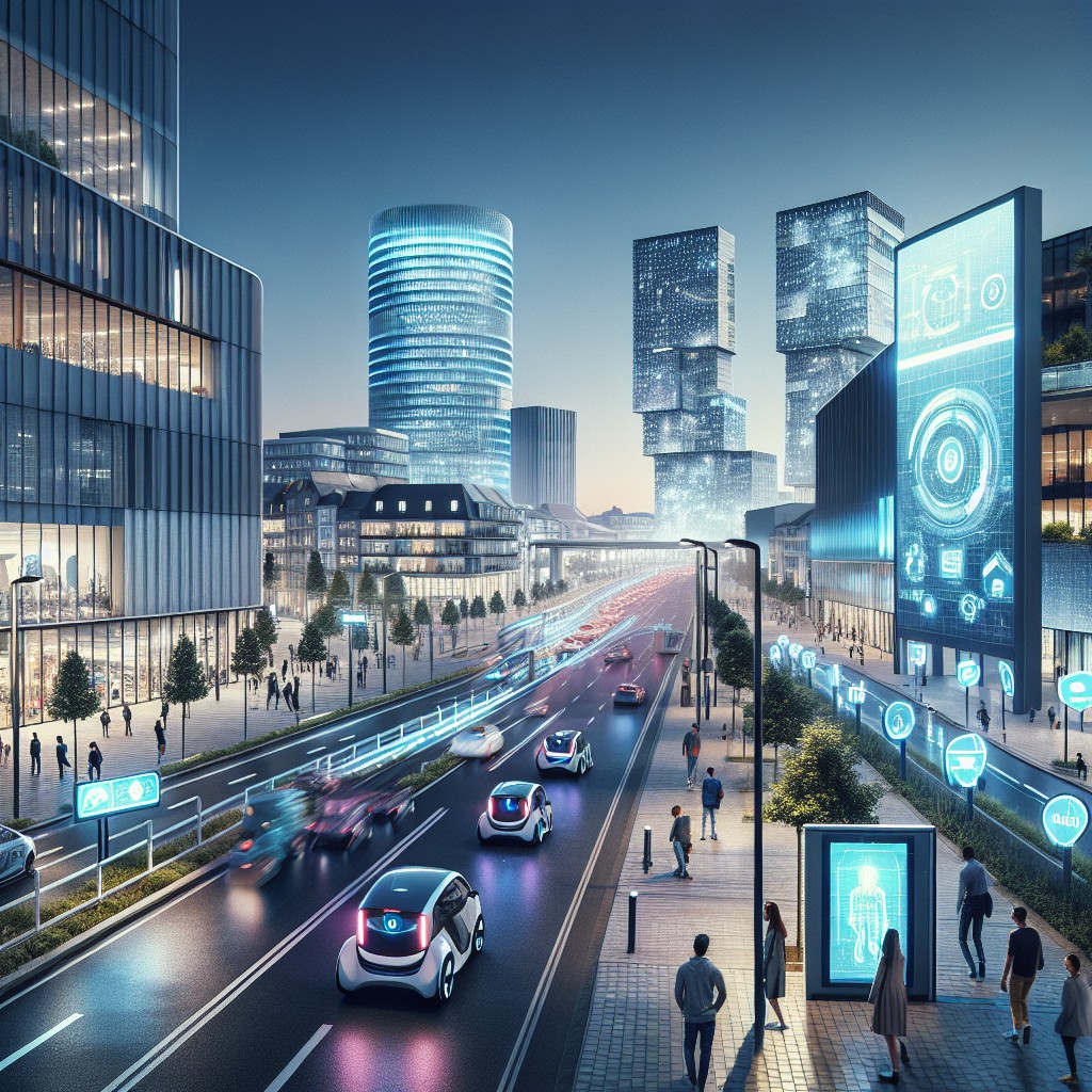 Un paysage urbain moderne en Wallonie, illustrant les transformations technologiques et l'innovation numérique.